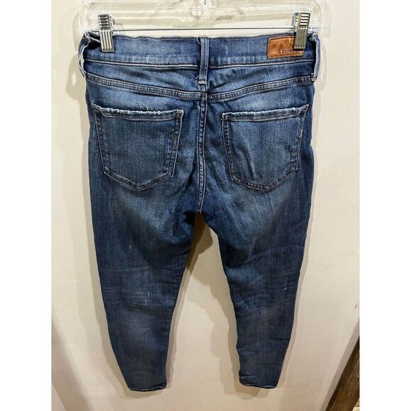 Express Women's Jeans Size 2 R Blue Mid Rise Stretch Legging Distressed - Picture 2 of 11